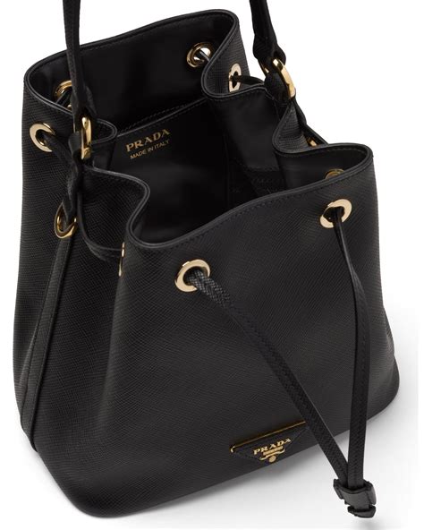 prada bucket bag saffiano leather gold tone black|prada saffiano leather handbags.